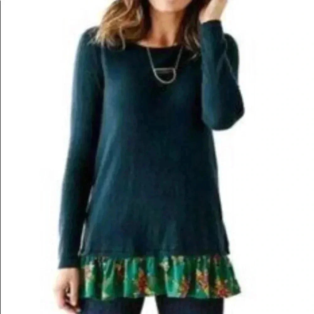 💥Time & Tru Sprint Print Sweater Top M